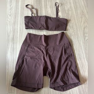Women's Chocolate Brown Bike Shorts Set